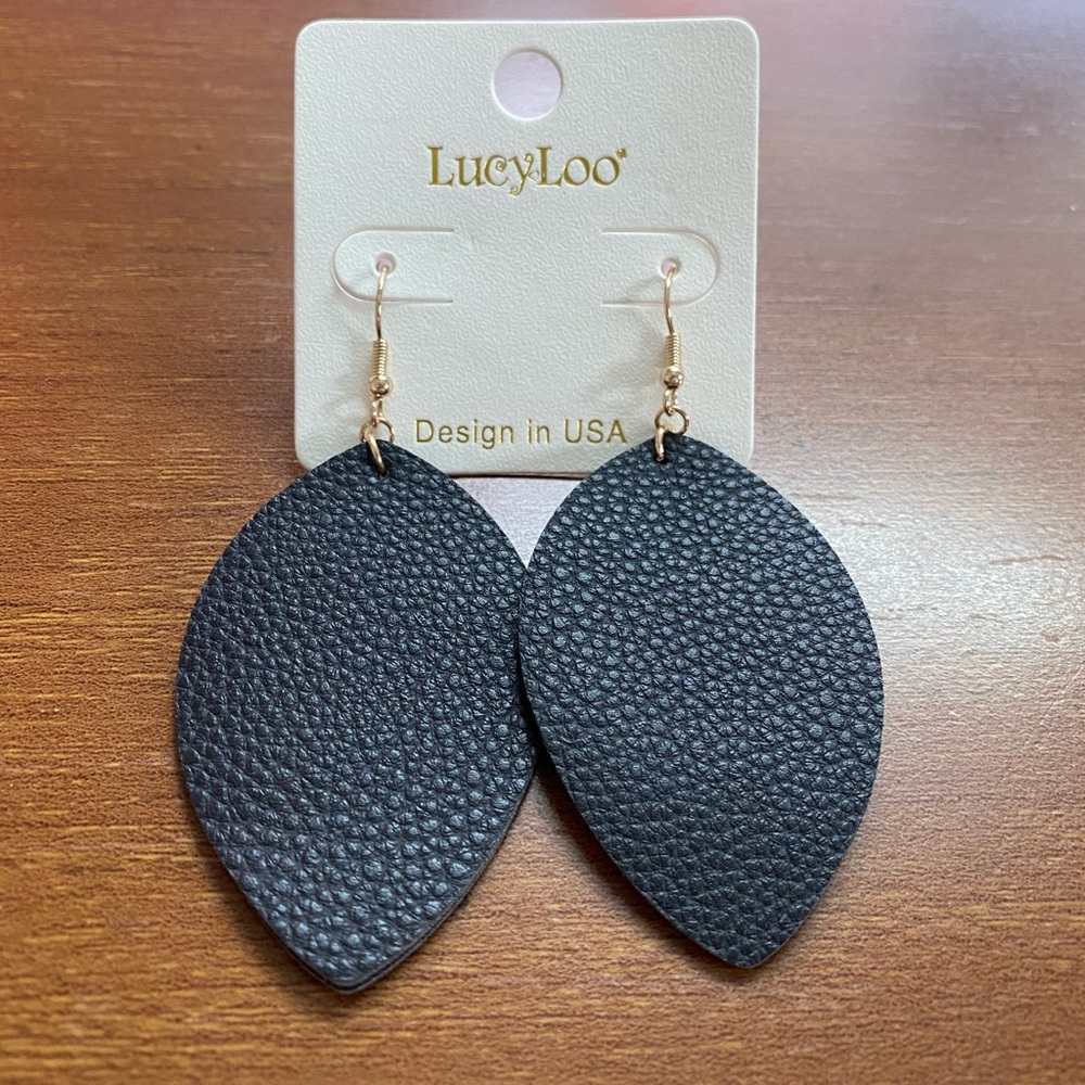 3/$12 Black Faux Leather Earrings